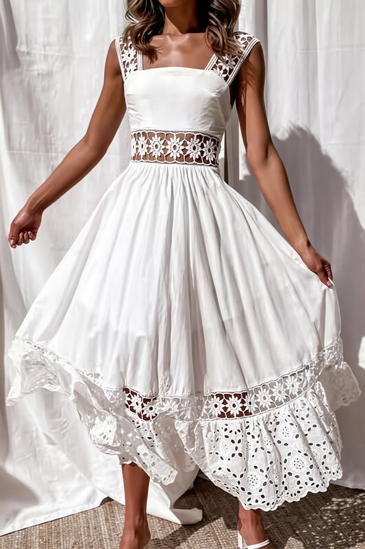 Lace Sleeveless Maxi Swing Boho Dress