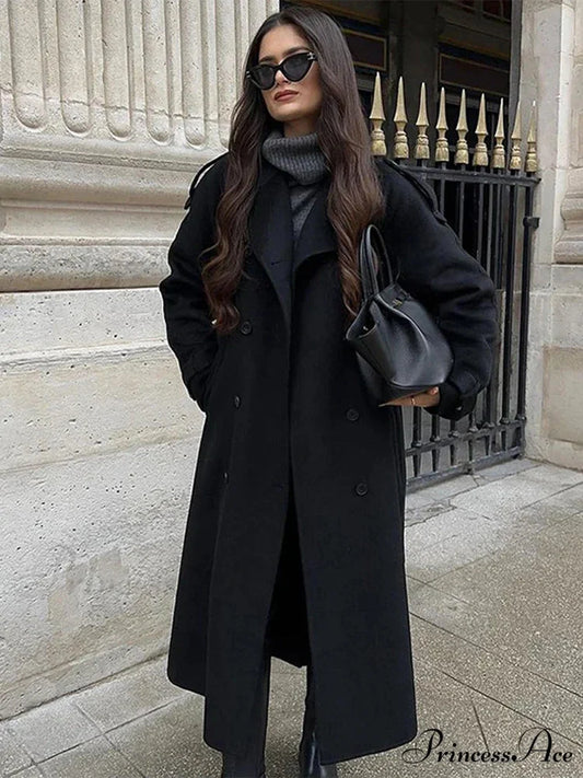 Fabric Trench Cinched Collar Long Sleeve Overcoat overcoats-241228