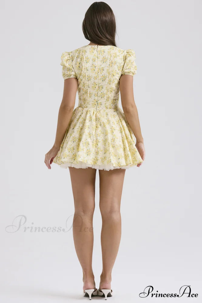 Faith Vintage Floral Charming Pleated Mini Dress