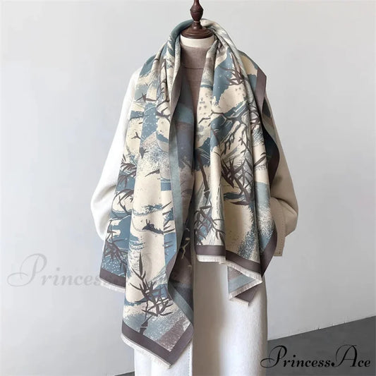 Fall Winter Cashmere Blanket Scarf green scarf-241228