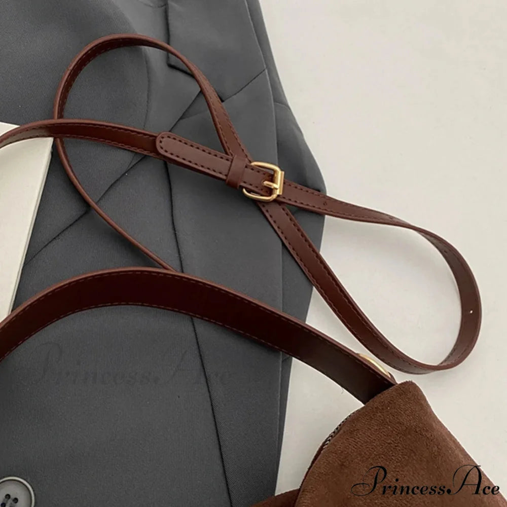 Fall Winter Dull Suede Cattle Leather Purse handbag-250126