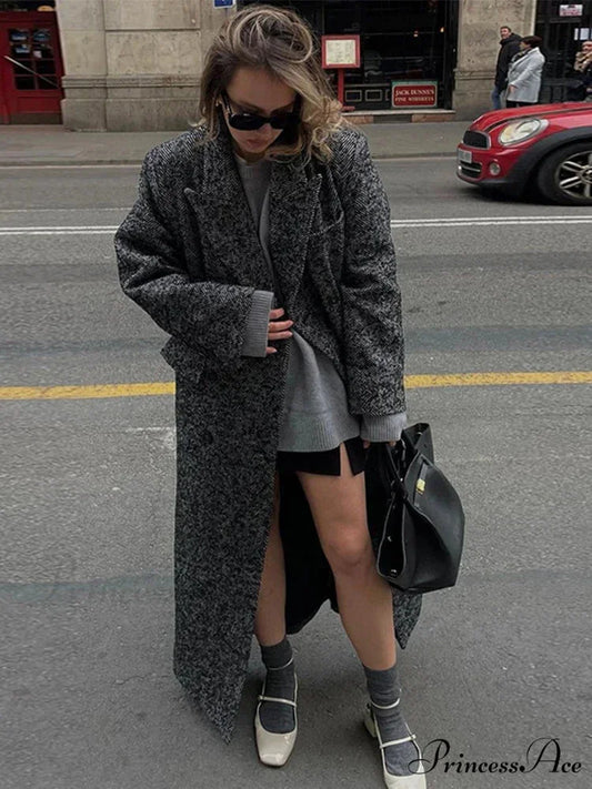 False Fur Lace-Up Patchwork Overcoat overcoats-241228