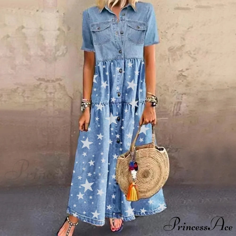 Fashion Casual Splicing Cardigan Vintage Long Dress
