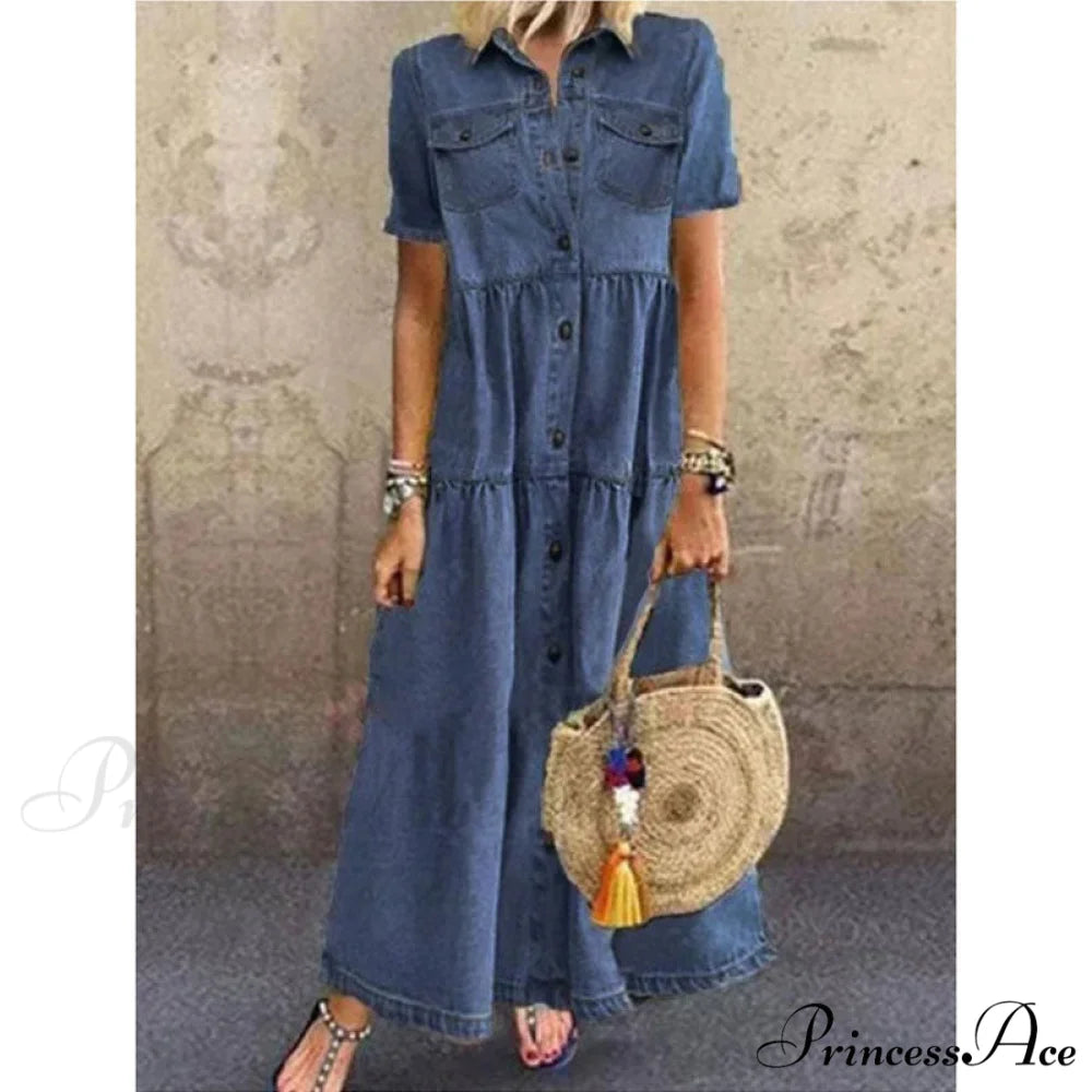 Fashion Casual Splicing Cardigan Vintage Long Dress