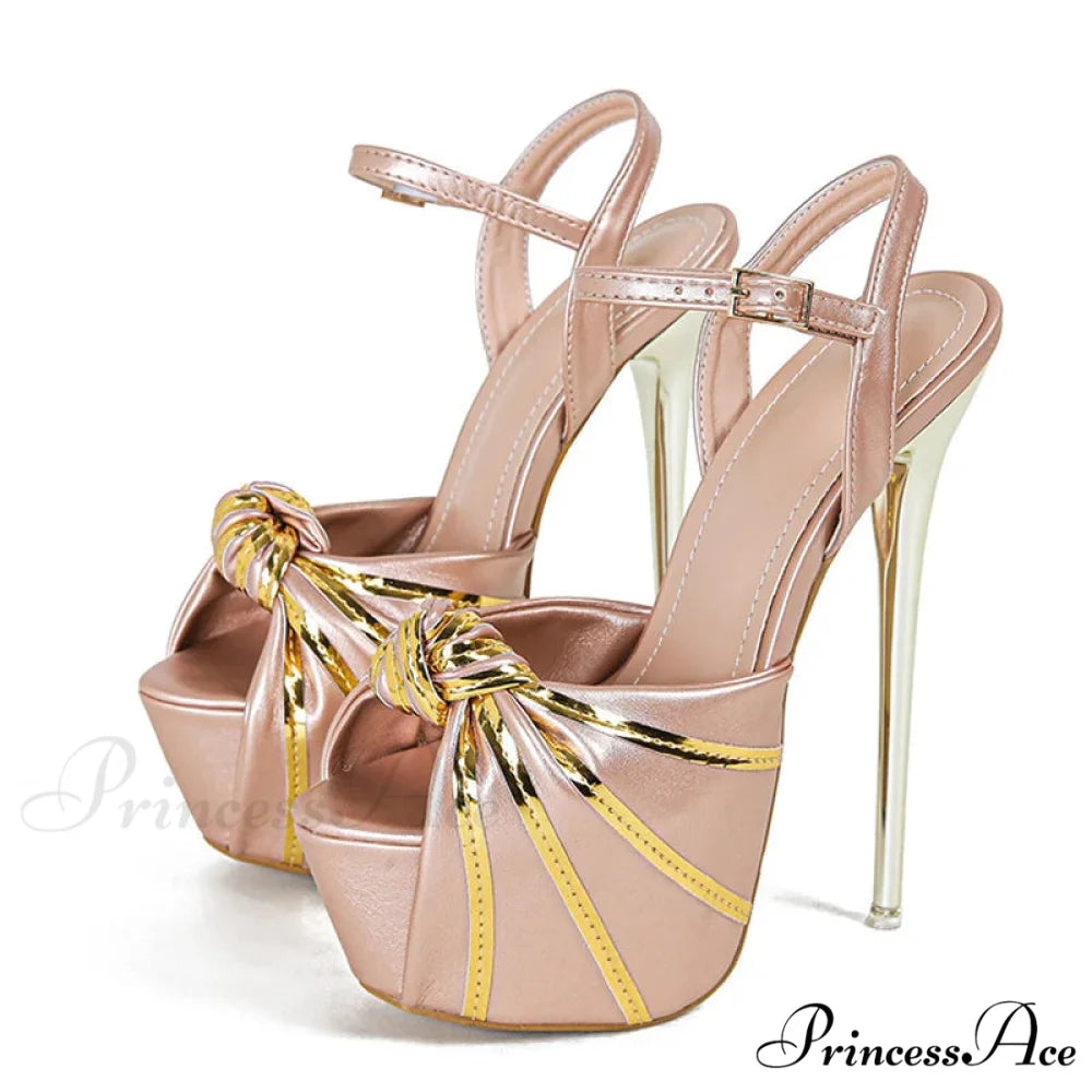 Fashion Design Pleated Leather Open Toe Extreme High Heels Stripper Pole Dance Shoes Summer Platform Sandals Women