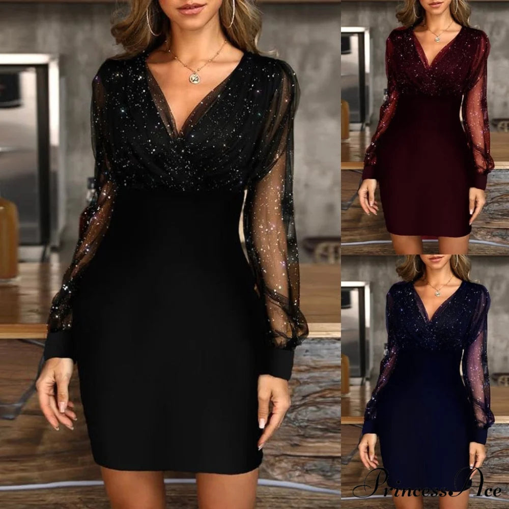Fashion Elegant Sexy Bag Hip Midi Casual Dress