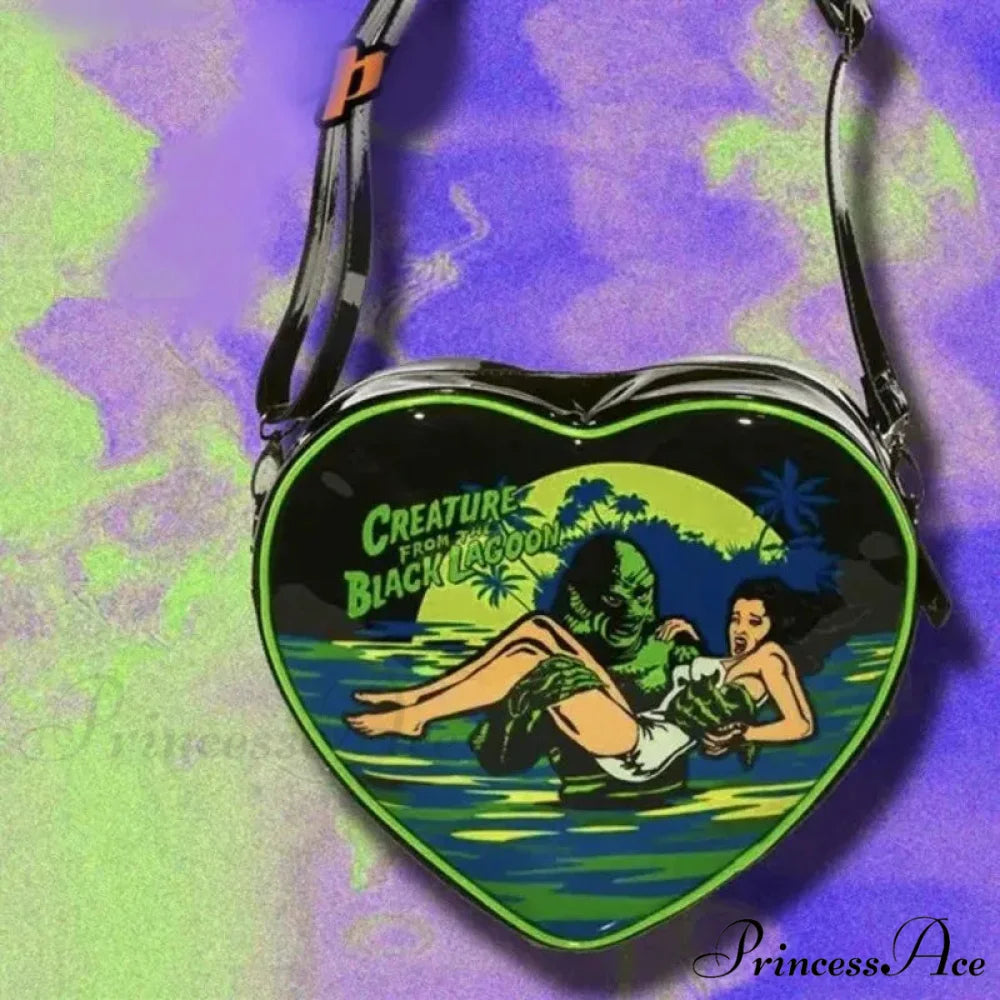 Fashion Gothic Y2k Heart Punk Mini Rock Grunge Crossbody Bag crossbody bag / 29x27x9 cm