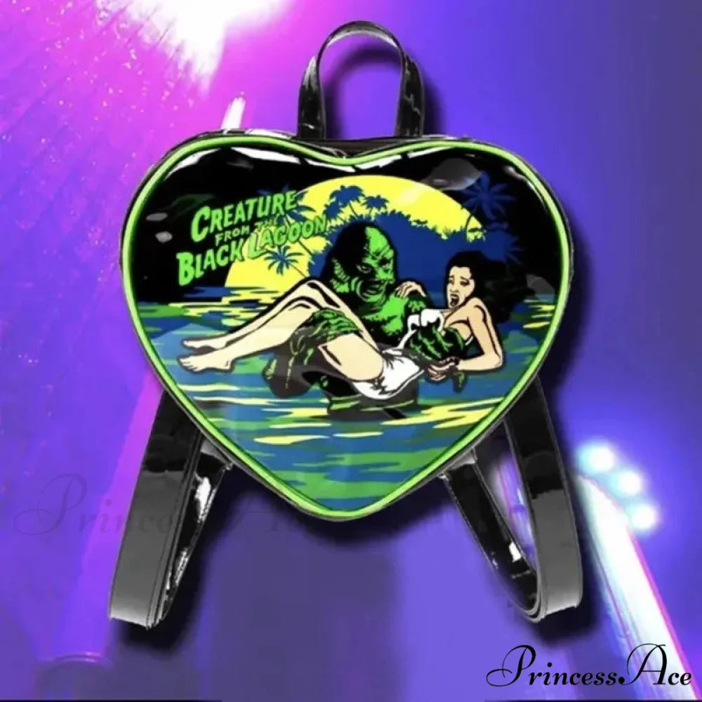 Fashion Gothic Y2k Heart Punk Mini Rock Grunge Crossbody Bag backpack / 29x27x9 cm