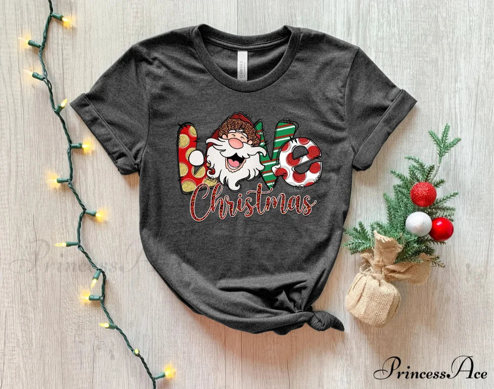 Fashion Love Santa Nostalgic Retro Farm Girl Casual Christmas Hoodie GRAY / S Christmas Hoodies-L