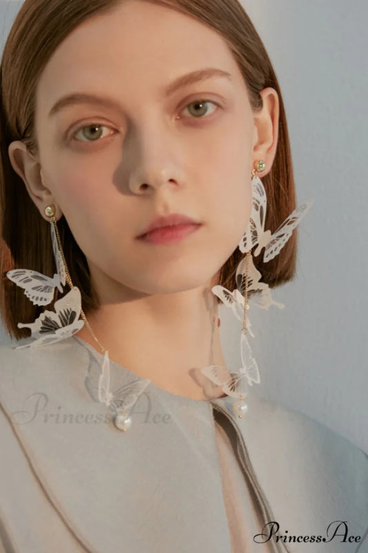 Fashion Pendant Stylish Long Earrings White