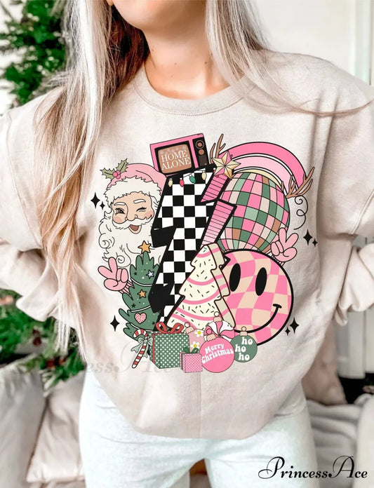 Fashion Retro Comfort Cotton Pop Sublimation Christmas Hoodie Light Grey / S Christmas Hoodies-L