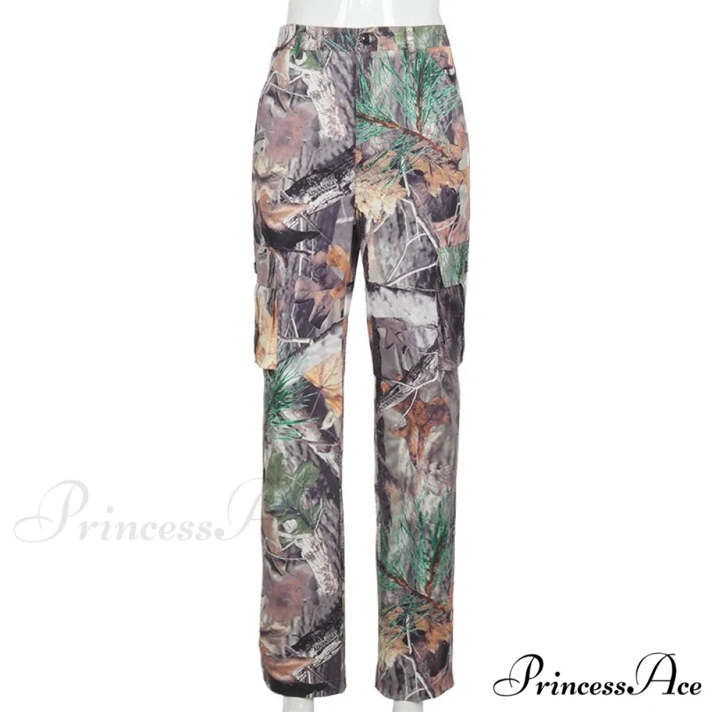 Fashion Straight Pockets Camouflage Cargo Pants mix color / S