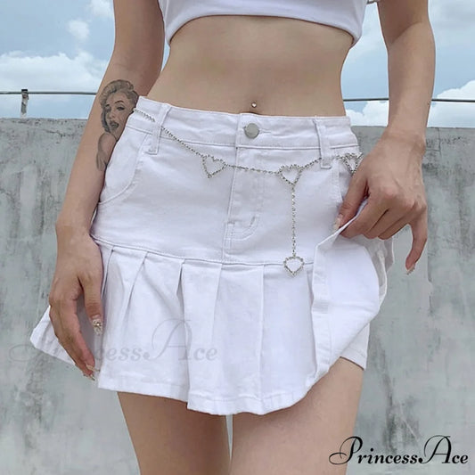 Fashion Y2K Demin Skirt White / S