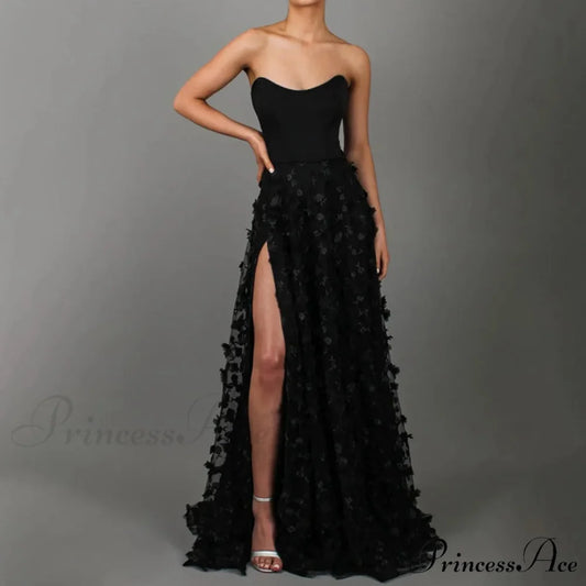 Fashionable Casual Spring Summer Denim Single-Breasted Lapel Maxi Dress Black / S