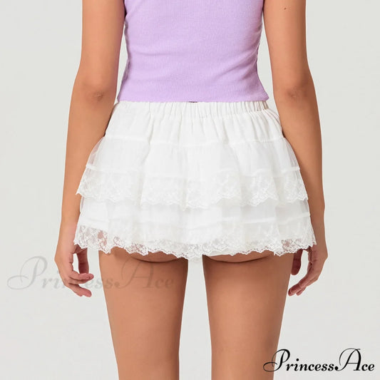 Fasten-Up Ribbon Mesh Frill Skirt skirts-250223
