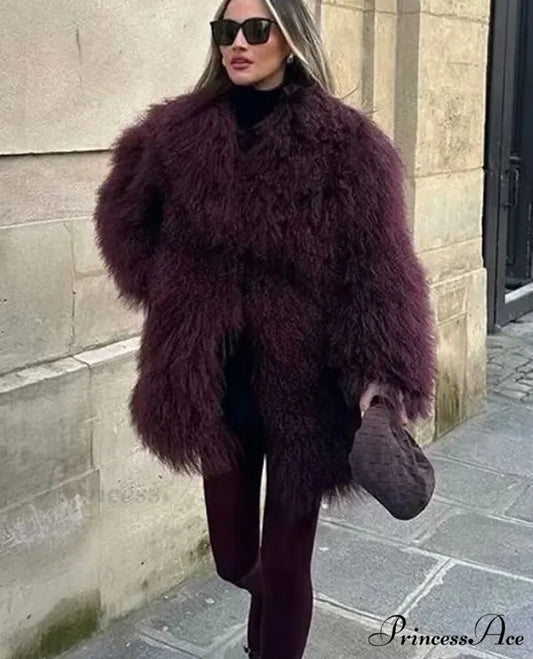 Faux Fur Loose Long Sleeve Coat