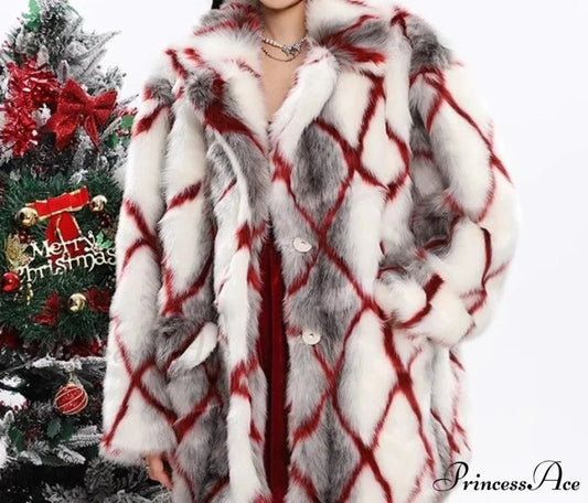 Faux Mink Fur Red Coat Red / S