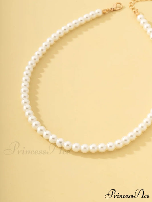 Faux Pearl Beaded Necklace