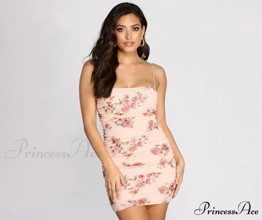 Fawning Over Stylish Florals Mini Dress PINK / XS