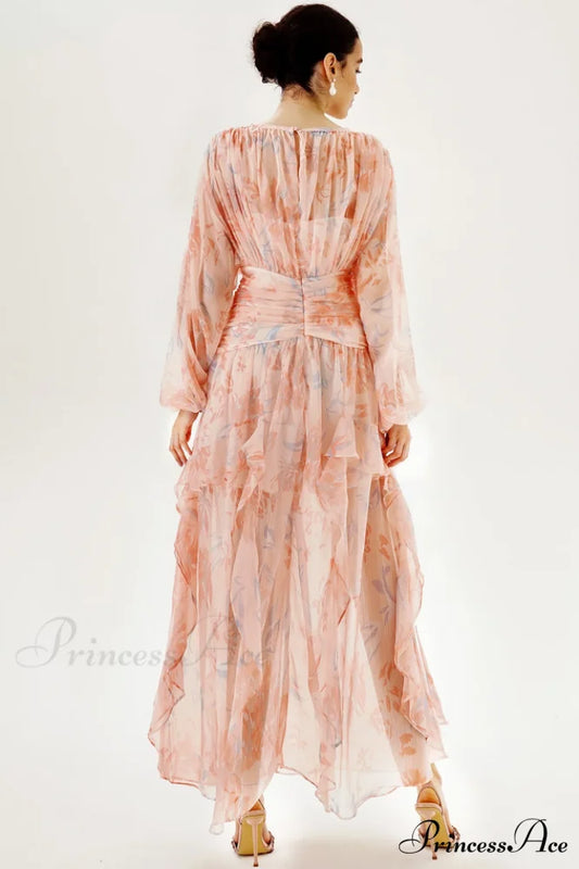 Faye Round Neck Charming Balloon Sleeve Maxi Dress