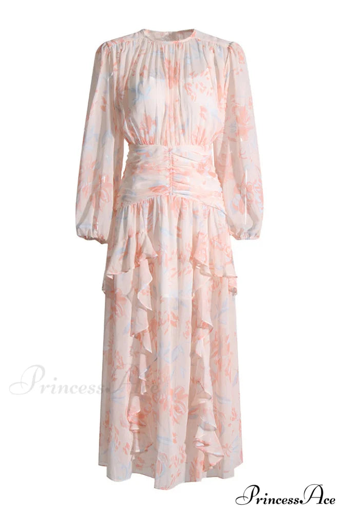 Faye Round Neck Charming Balloon Sleeve Maxi Dress