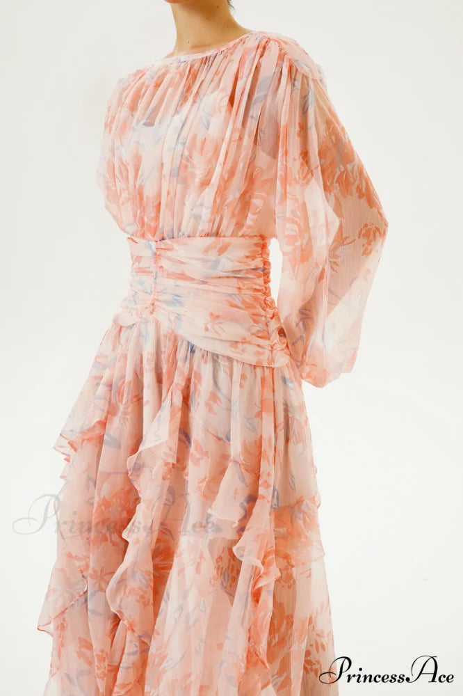 Faye Round Neck Charming Balloon Sleeve Maxi Dress