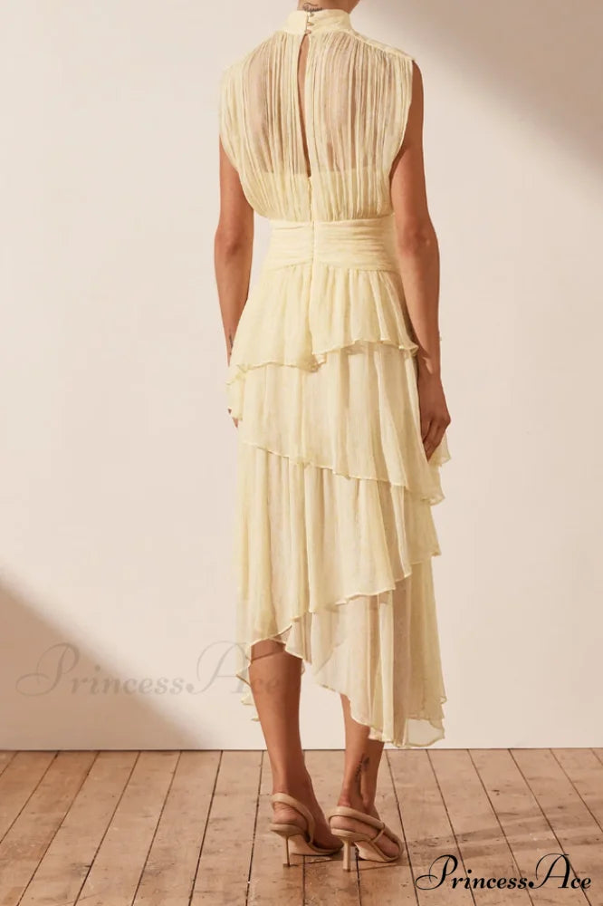 Faye Sleeveless Stylish Ruched Midi Dress