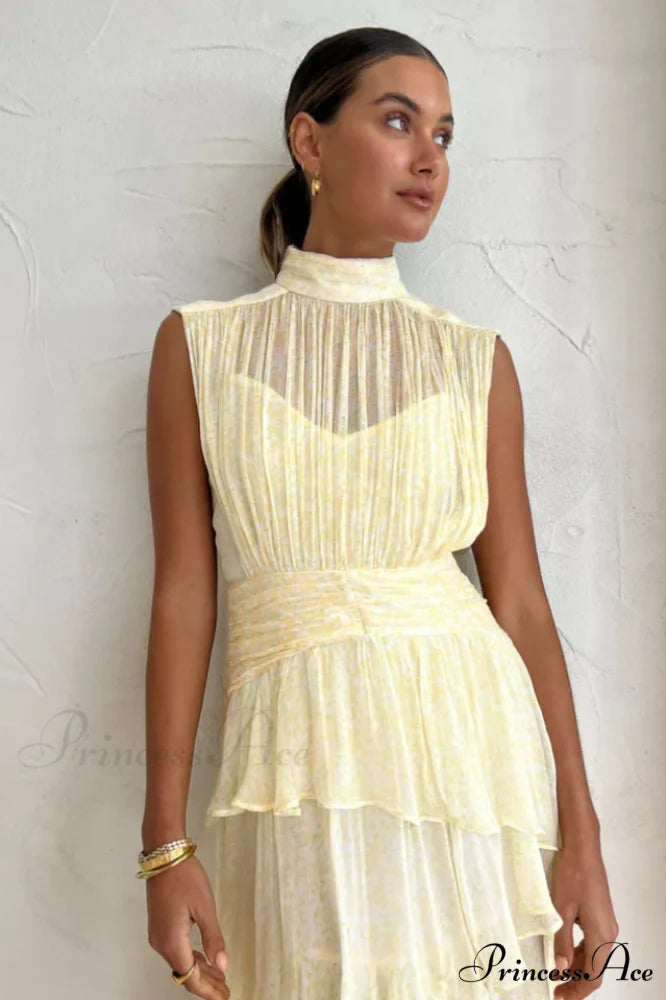 Faye Sleeveless Stylish Ruched Midi Dress