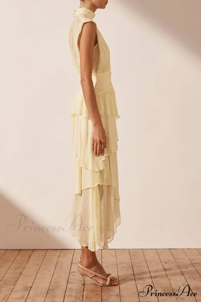 Faye Sleeveless Stylish Ruched Midi Dress