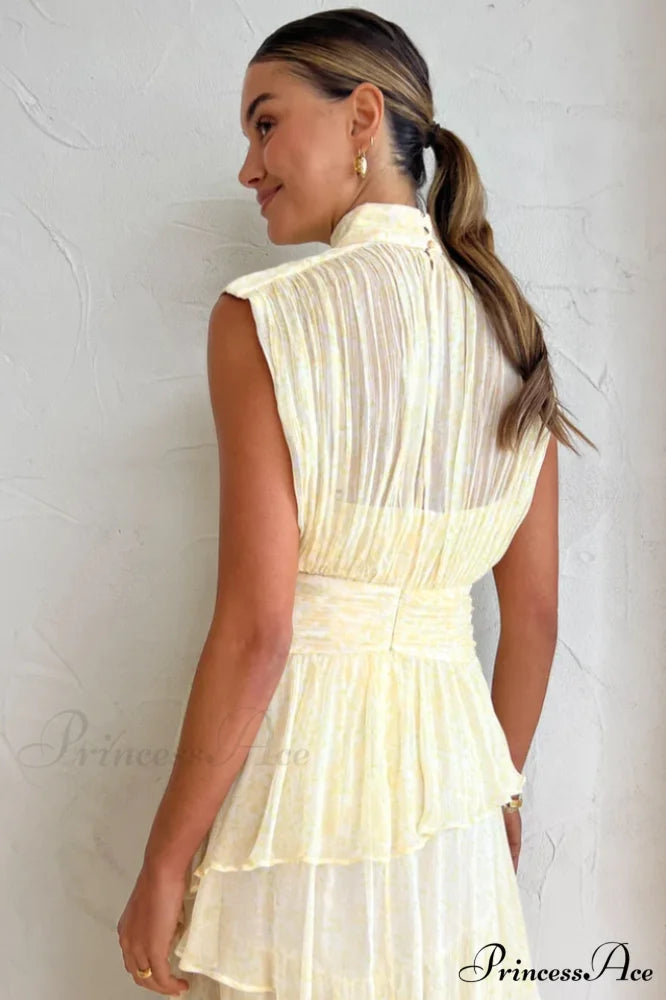 Faye Sleeveless Stylish Ruched Midi Dress