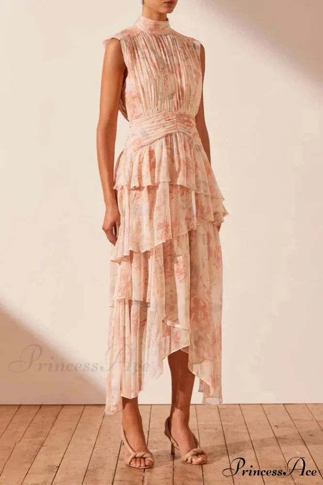 Faye Sleeveless Stylish Ruched Midi Dress