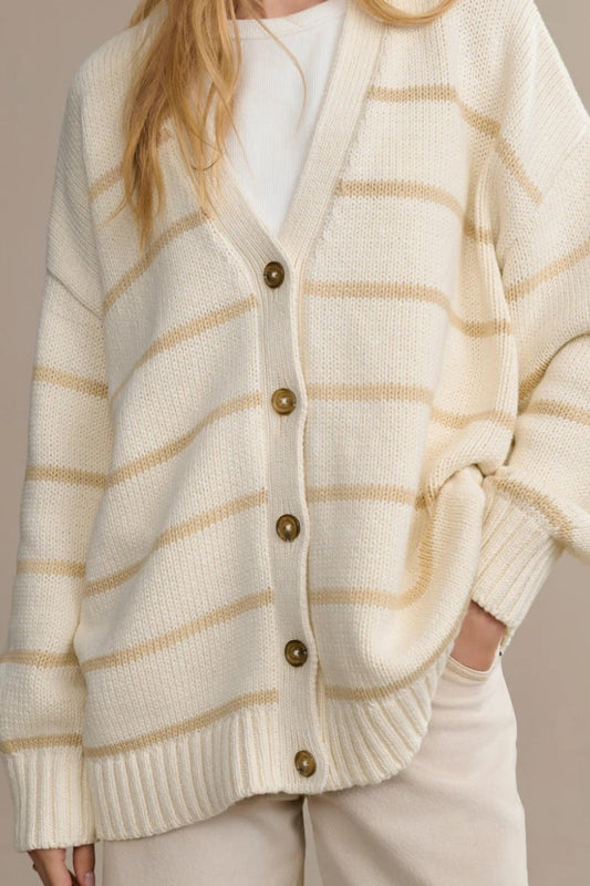 Cotton Striped Cardigan Sweater