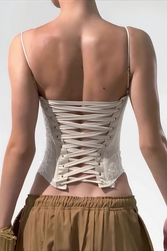 Patchwork Color Block Cinched Waist Tie Asymmetrical Cami Top