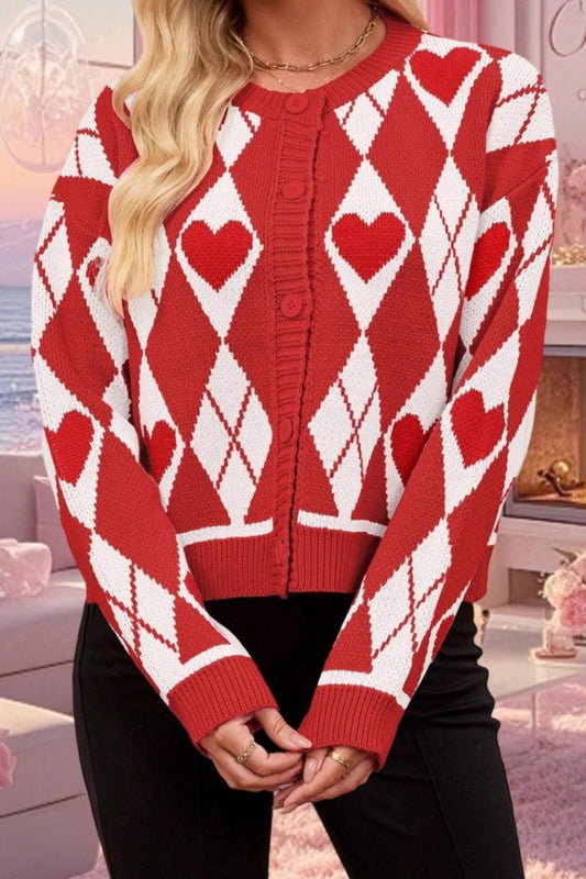 Red Heart Christmas Cardigan