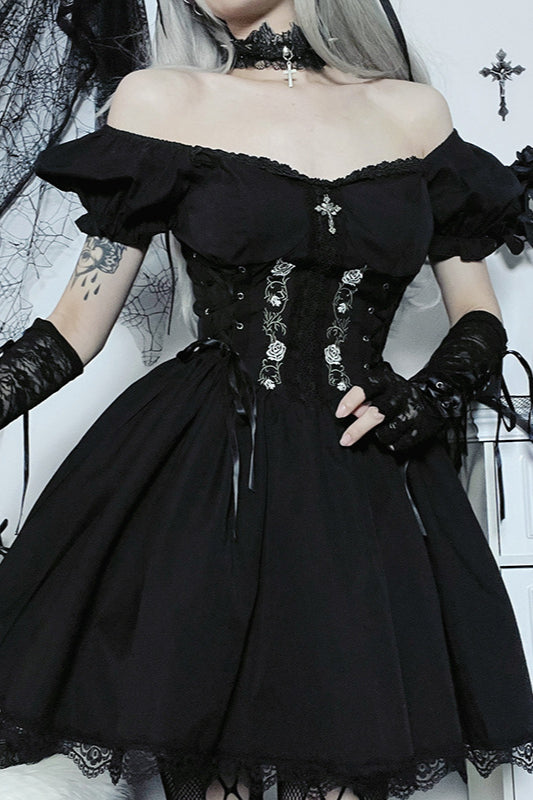 Rose Lace A-Line Gothic Dress