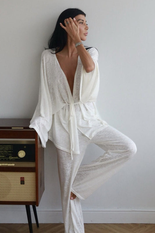 Modal Relaxed Pajama Top Straight Pants Set