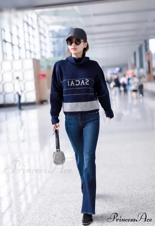 FD High Quality Stretch Slim Flare Women’s 2024 New Autumn and Winter High Waist Denim Jean