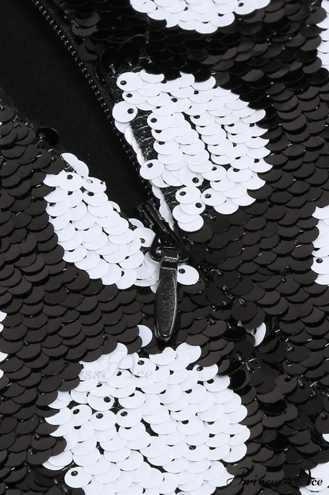 Feather Trim Polka Charming Dot Sequin Dress
