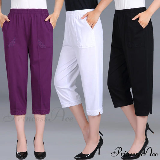 Female Breeches High Waist Capris Pants