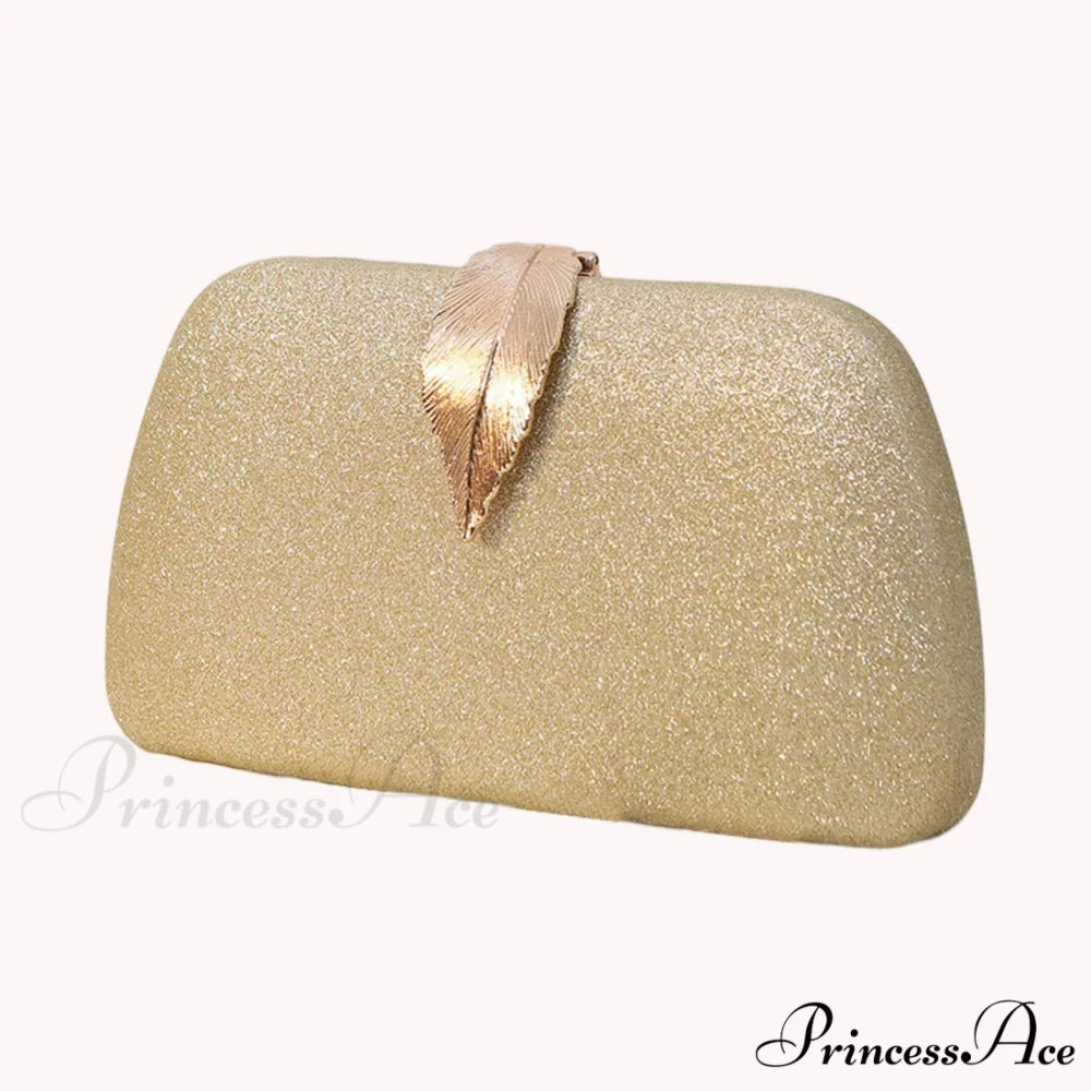 Females Foliage Pattern Clutch Bag Sparkle Chain Purse clutchbag-250126