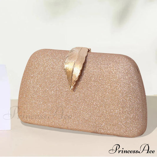 Females Foliage Pattern Clutch Bag Sparkle Chain Purse clutchbag-250126