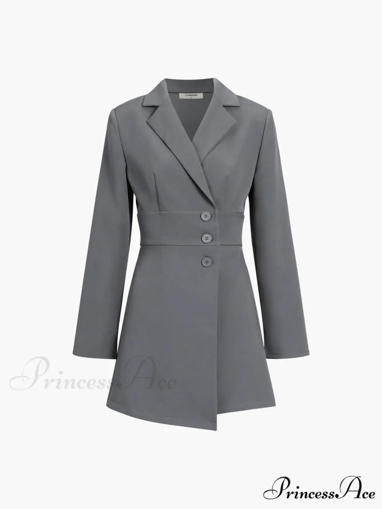 First Choice Blazer Trendy Long Sleeve Short Dress Grey / XS