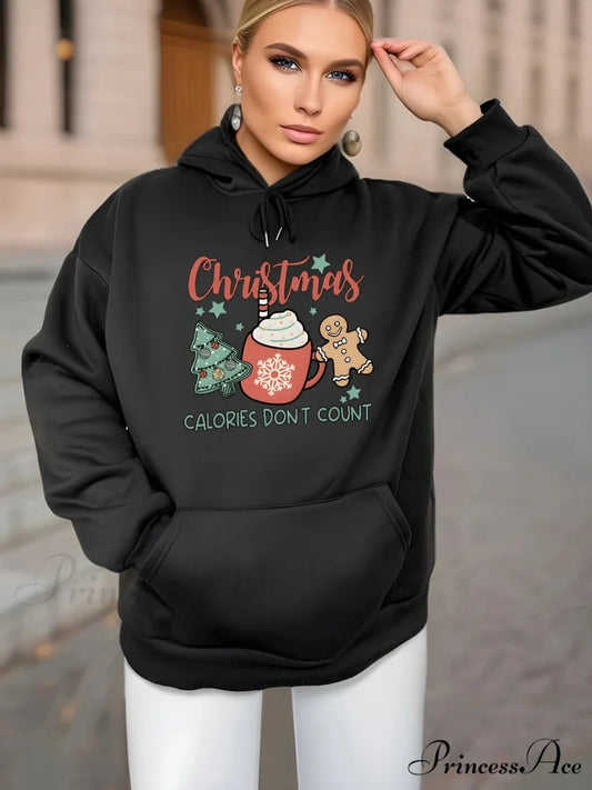 Fleece Lined Casual Drawstring Sports Christmas Tree Hoodie black / S Christmas Hoodies-L