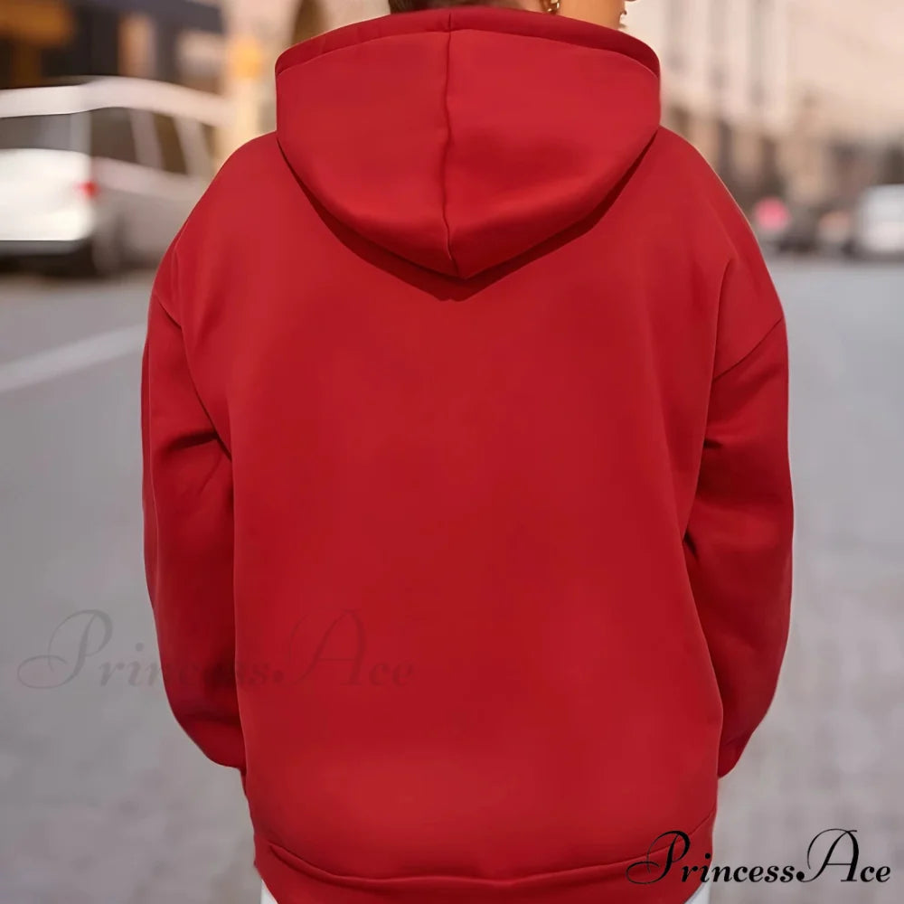 Fleece Lined Casual Drawstring Sports Christmas Tree Hoodie Christmas Hoodies-L