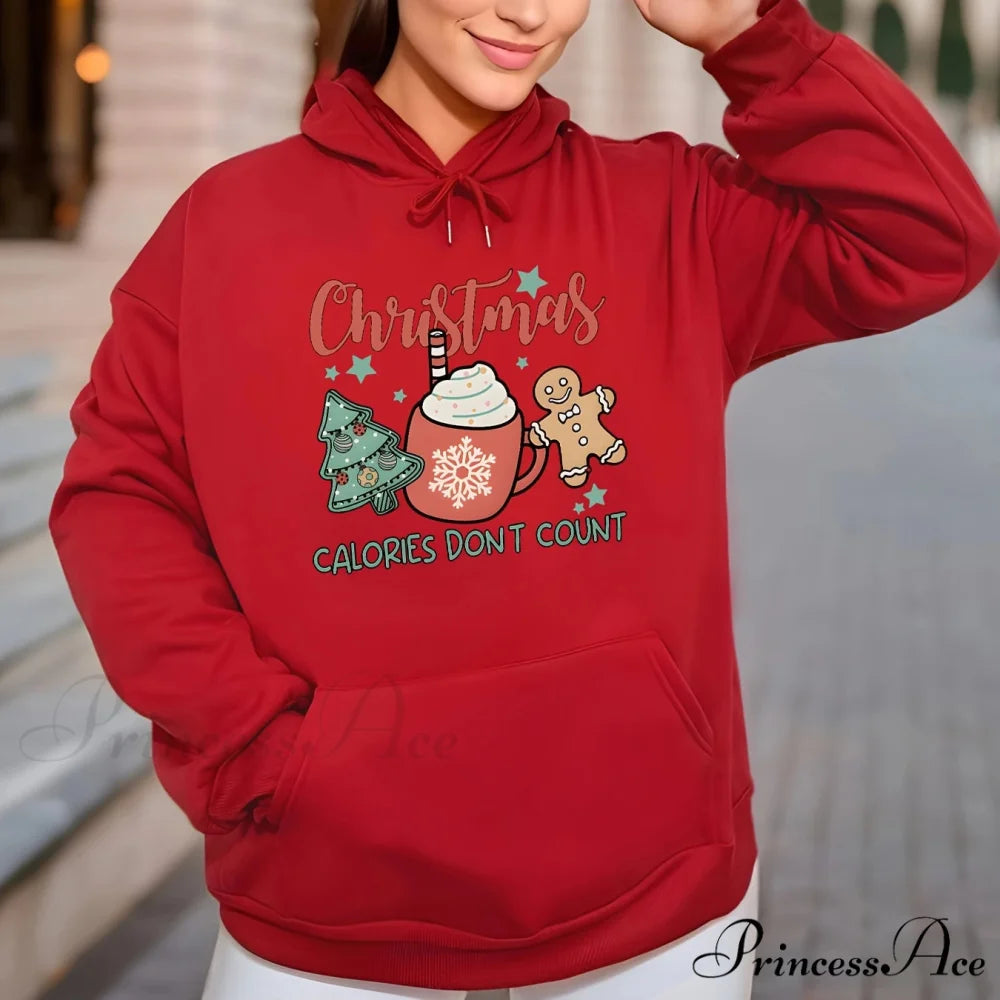 Fleece Lined Casual Drawstring Sports Christmas Tree Hoodie Christmas Hoodies-L