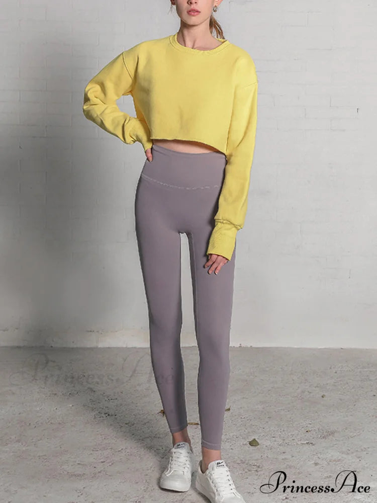 Fleece Lined Graceful Solid Cropped Sweatshirt