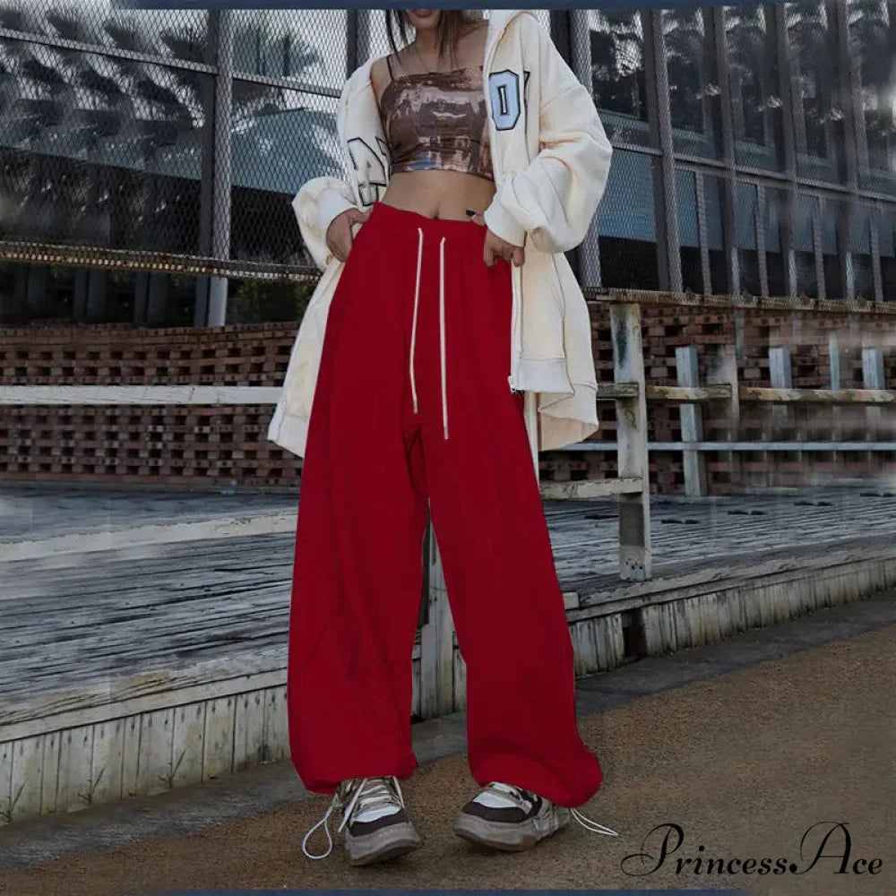 Flexible Tall Waist Dance Trousers Wine Red / S pants-241228