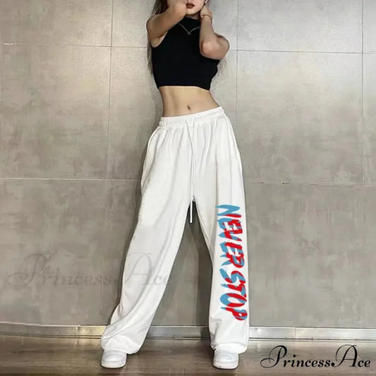 Flexible Waist Informal Running Trousers 1 White / S (40-50KG) pants-241228