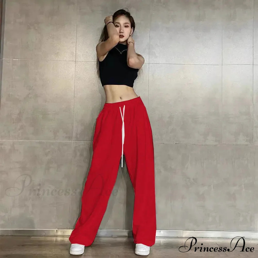 Flexible Waist Informal Running Trousers Claret / S (40-50KG) pants-241228
