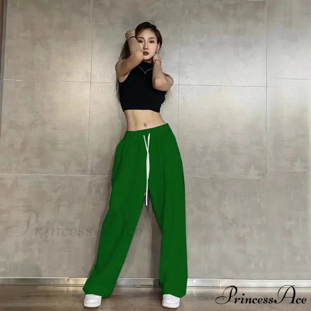 Flexible Waist Informal Running Trousers Dark Green / S (40-50KG) pants-241228